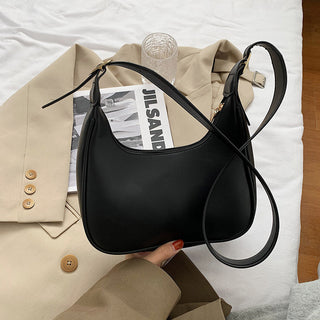 Retro Leather Underarm Shoulder Bag – Minimalist 90s Style Dumpling Handbag