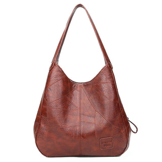 Women’s  Solid PU Leather Casual Tote - Fashion Shoulder & Top-Handle Bag with Zipper Closure