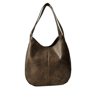 Women’s  Solid PU Leather Casual Tote - Fashion Shoulder & Top-Handle Bag with Zipper Closure