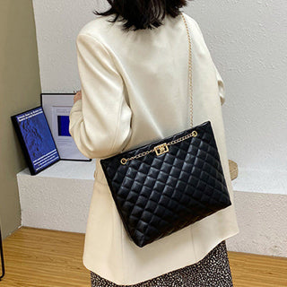 Women’s Small Quilted Crossbody Bag with Metallic Chain Strap