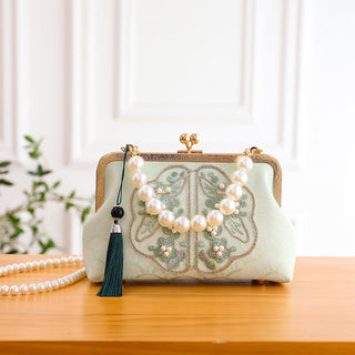Pearl-Embroidered Handbag - Elegant Beaded Crossbody & Shoulder Bag