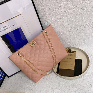 Women’s Small Quilted Crossbody Bag with Metallic Chain Strap