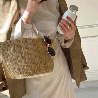 Handcrafted Rattan Summer Tote - Casual Woven  Bag for Women