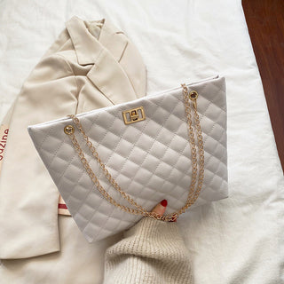 Women’s Small Quilted Crossbody Bag with Metallic Chain Strap
