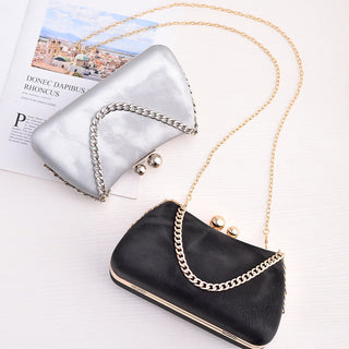 Pillow Bag - Silver, Blue, Green, Black, Pink PU Leather Crossbody & Chain Shoulder Bag with Lock Closure