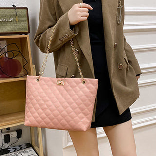 Women’s Small Quilted Crossbody Bag with Metallic Chain Strap