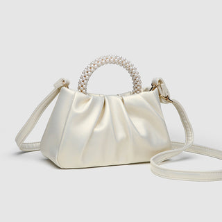 Sweet Handbag Maiden Pearl Bag Women's Fashion All-match Pleated  Cloud Bag Mini Bag