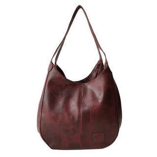 Women’s  Solid PU Leather Casual Tote - Fashion Shoulder & Top-Handle Bag with Zipper Closure