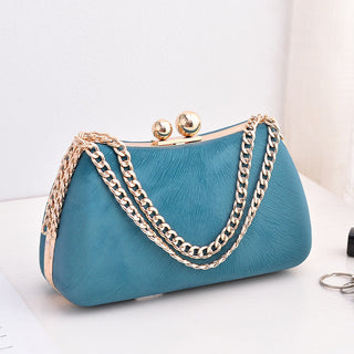 Pillow Bag - Silver, Blue, Green, Black, Pink PU Leather Crossbody & Chain Shoulder Bag with Lock Closure