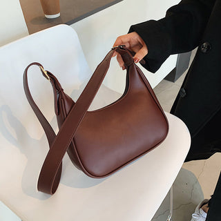 Retro Leather Underarm Shoulder Bag – Minimalist 90s Style Dumpling Handbag