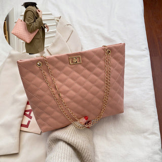 Women’s Small Quilted Crossbody Bag with Metallic Chain Strap